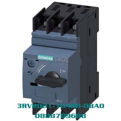 3RV2021-1GA20-0BA0 Loại đặc biệt Bộ ngắt mạch kích thước S0 để bảo vệ động cơ, CLASS 10 A-release 4.5...6.3 A Bộ nhả ngắn mạch 82 A Đầu cực tải lò xo