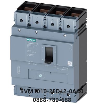 3VM1010-2ED42-0AA0 MCCB 100A 4P Icu=16kA tại 415V 4 cực In=100A bảo vệ quá tải Ir=100A không điều chỉnh được bảo vệ ngắn mạch Ii=10 x In