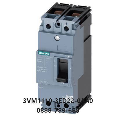 3VM1110-3ED22-0AA0 MCCB 100A 2P Icu=25kA tại 415V 2 cực In=100A bảo vệ quá tải Ir=100A bảo vệ ngắn mạch không điều chỉnh được Ii=10 x In