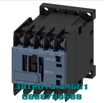 3RT2015-4AG61 Công tắc tơ, AC-3e/AC-3, 7 A, 3 kW / 400 V, 3 cực, 100 V AC, 50 Hz / 100-110 V, 60 Hz, tiếp điểm phụ: 1 NO, kết nối vấu cáp vòng, kích thước: S00