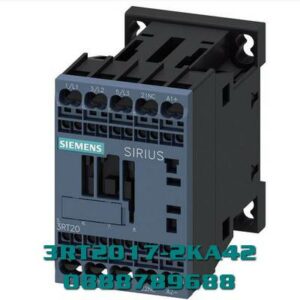 3RT2017-2KA42 Công tắc tơ, AC-3e/AC-3, 12 A, 5,5 kW / 400 V, 3 cực, 12 V DC, 0,7-1,25* Us, có điốt triệt tiêu tích hợp, tiếp điểm phụ: 1 NC, đầu nối lò xo, kích thước: S00, phù hợp với đầu ra PLC, không thể mở rộng bằng công tắc phụ