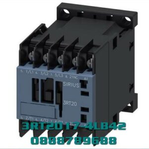 3RT2017-4LB42 Công tắc tơ, AC-3e/AC-3, 12 A, 5,5 kW / 400 V, 3 cực, 24 V DC, 0,7-1,25* Us, có biến trở tích hợp, tiếp điểm phụ: 1 NC, kết nối vấu cáp vòng, kích thước : S00