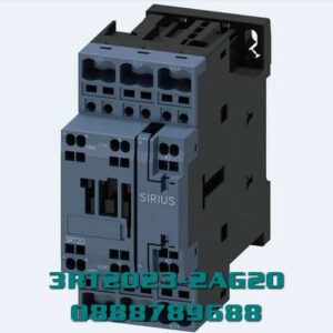 3RT2023-2AG20 Công tắc tơ, AC-3e/AC-3, 9 A, 4 kW / 400 V, 3 cực, 110 V AC, 50/60 Hz, tiếp điểm phụ: 1 NO + 1 NC, đầu cực lò xo, kích thước: S0