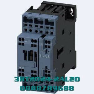 3RT2024-2AL20 Công tắc tơ, AC-3e/AC-3, 12 A, 5,5 kW / 400 V, 3 cực, 230 V AC, 50/60 Hz, tiếp điểm phụ: 1 NO + 1 NC, đầu cực lò xo, kích thước: S0