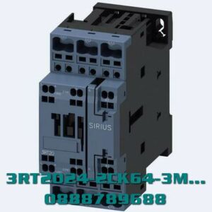 3RT2024-2CK64-3MA0 Công tắc tơ, AC-3e/AC-3, 12 A, 5,5 kW / 400 V, 3 cực, 110 V AC, 50 Hz / 120 V, 60 Hz, có biến trở cắm sẵn, tiếp điểm phụ: 2 NO + 2 NC, thiết bị đầu cuối lò xo, kích thước: S0, công tắc phụ cố định