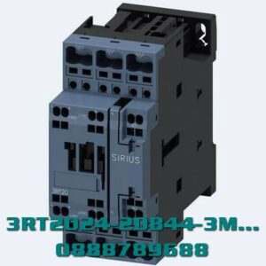 3RT2024-2DB44-3MA0 Công tắc tơ, AC-3e/AC-3, 12 A, 5,5 kW / 400 V, 3 cực, 24 V DC, có biến trở cắm vào, tiếp điểm phụ: 2 NO + 2 NC, đầu cực lò xo, kích thước: S0, công tắc phụ cố định