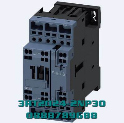 3RT2024-2NP30 Công tắc tơ, AC-3e/AC-3, 12 A, 5,5 kW / 400 V, 3 cực, 200-280 V AC/DC, 50/60 Hz, có biến trở tích hợp, tiếp điểm phụ: 1 NO + 1 NC, thiết bị đầu cuối lò xo, kích thước: S0