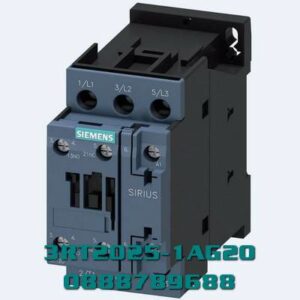 3RT2025-1AG20 Công tắc tơ, AC-3e/AC-3, 17 A, 7,5 kW / 400 V, 3 cực, 110 V AC, 50/60 Hz, tiếp điểm phụ: 1 NO + 1 NC, đầu nối vít, kích thước: S0