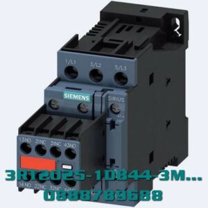 3RT2025-1DB44-3MA0 Công tắc tơ, AC-3e/AC-3, 17 A, 7,5 kW / 400 V, 3 cực, 24 V DC, có biến trở cắm vào, tiếp điểm phụ: 2 NO + 2 NC, đầu nối vít, kích thước: S0, công tắc phụ cố định