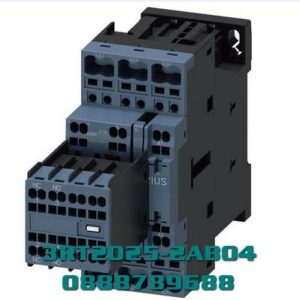 3RT2025-2AB04 Công tắc tơ, AC-3e/AC-3, 17 A, 7,5 kW / 400 V, 3 cực, 24 V AC, 50 Hz, tiếp điểm phụ: 2 NO + 2 NC, đầu cực lò xo, kích thước: S0, có thể tháo rời công tắc phụ