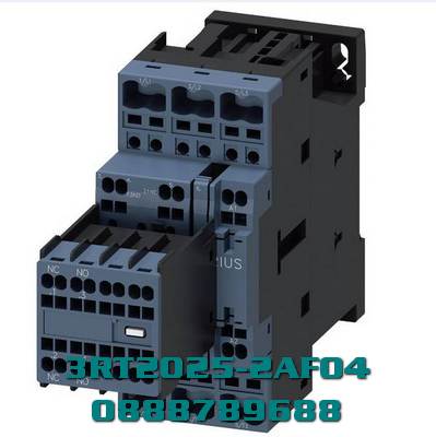 3RT2025-2AF04 Công tắc tơ, AC-3e/AC-3, 17 A, 7,5 kW / 400 V, 3 cực, 110 V AC, 50 Hz, tiếp điểm phụ: 2 NO + 2 NC, đầu cực lò xo, kích thước: S0, có thể tháo rời công tắc phụ