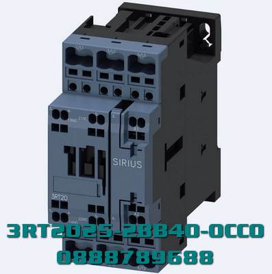 3RT2025-2BB40-0CC0 Công tắc tơ, AC-3e/AC-3, 17 A, 7,5 kW / 400 V, 3 cực, 24 V DC, tiếp điểm phụ: 1 NO + 1 NC, đầu cực lò xo, kích thước: S0, có khả năng giao tiếp