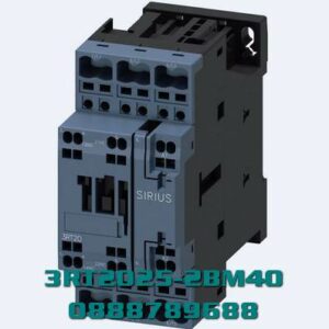 3RT2025-2BM40 Công tắc tơ, AC-3e/AC-3, 17 A, 7,5 kW / 400 V, 3 cực, 220 V DC, tiếp điểm phụ: 1 NO + 1 NC, đầu cực lò xo, kích thước: S0