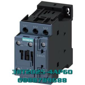 3RT2025-4AP60 Công tắc tơ, AC-3e/AC-3, 17 A, 7,5 kW / 400 V, 3 cực, 220 V AC, 50 Hz / 240 V, 60 Hz, tiếp điểm phụ: 1 NO + 1 NC, kết nối vấu cáp vòng , kích thước: S0