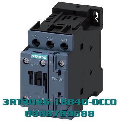 3RT2026-1BB40-0CC0 Công tắc tơ, AC-3e/AC-3, 25 A, 11 kW / 400 V, 3 cực, 24 V DC, tiếp điểm phụ: 1 NO + 1 NC, đầu nối vít, kích thước: S0, có khả năng giao tiếp