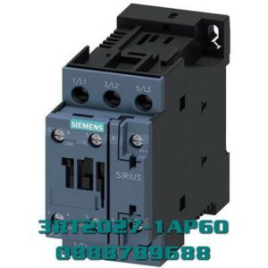 3RT2027-1AP60 Công tắc tơ, AC-3e/AC-3, 32 A, 15 kW / 400 V, 3 cực, 220 V AC, 50 Hz / 240 V, 60 Hz, tiếp điểm phụ: 1 NO + 1 NC, đầu nối vít, kích thước : S0