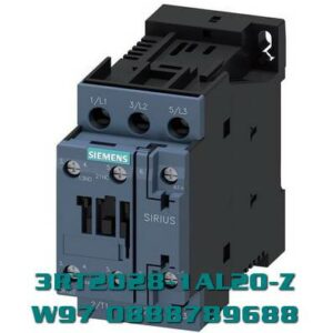 3RT2028-1AL20-Z W97 Công tắc tơ, AC-3e/AC-3, 38 A, 18,5 kW / 400 V, 3 cực, 230 V AC, 50/60 Hz, tiếp điểm phụ: 1 NO + 1 NC, đầu nối vít, kích thước: S0, đa -đơn vị đóng gói, gói = 12 đơn vị
