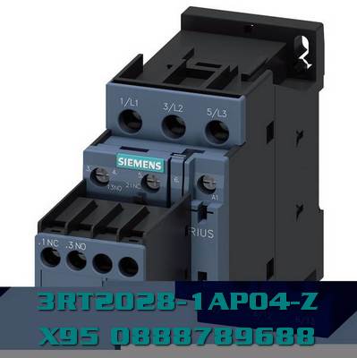 3RT2028-1AP04-Z X95 Công tắc tơ, AC-3e/AC-3, 38 A, 18,5 kW / 400 V, 3 cực, 230 V AC, 50 Hz, tiếp điểm phụ: 2 NO + 2 NC, đầu nối vít, kích thước: S0, công tắc phụ có thể tháo rời , bao bì có thể tái sử dụng, gói = 48 chiếc