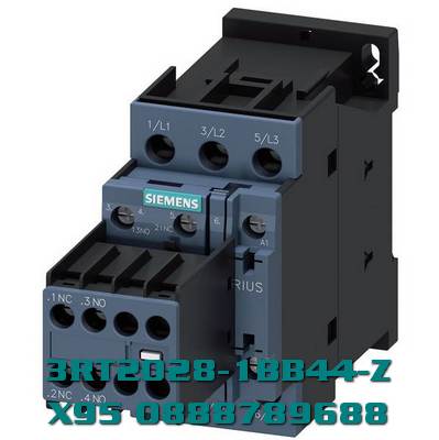 3RT2028-1BB44-Z X95 Công tắc tơ, AC-3e/AC-3, 38 A, 18,5 kW / 400 V, 3 cực, 24 V DC, tiếp điểm phụ: 2 NO + 2 NC, đầu nối vít, kích thước: S0, công tắc phụ có thể tháo rời, bao bì có thể tái sử dụng , gói = 48 đơn vị