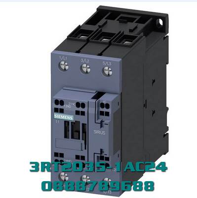 3RT2035-1AC24 Công tắc tơ, AC-3e/AC-3, 41 A, 18,5 kW / 400 V, 3 cực, 24 V AC, 50/60 Hz, tiếp điểm phụ: 2 NO + 2 NC, đầu nối vít, kích thước: S2, có thể tháo rời công tắc phụ