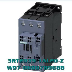 3RT2035-1AL20-Z W97 Công tắc tơ, AC-3e/AC-3, 41 A, 18,5 kW / 400 V, 3 cực, 230 V AC, 50/60 Hz, tiếp điểm phụ: 1 NO + 1 NC, đầu nối vít, kích thước: S2, đa -đơn vị đóng gói, gói = 6 đơn vị