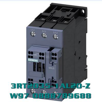 3RT2035-1AL20-Z W97 Công tắc tơ, AC-3e/AC-3, 41 A, 18,5 kW / 400 V, 3 cực, 230 V AC, 50/60 Hz, tiếp điểm phụ: 1 NO + 1 NC, đầu nối vít, kích thước: S2, đa -đơn vị đóng gói, gói = 6 đơn vị
