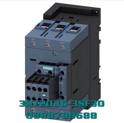 3RT2036-3SF30 Công tắc tơ, AC-3e/AC-3, 51 A, 22 kW / 400 V, 3 cực, 83-150 V AC/DC, 50/60 Hz, có biến trở tích hợp, tiếp điểm phụ: 1 NC, mạch chính: cực vít, mạch điều khiển và phụ trợ: cực lò xo, kích thước: S2, F-PLC-IN