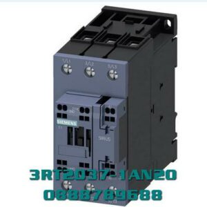 3RT2037-1AN20 Công tắc tơ, AC-3e/AC-3, 65 A, 30 kW / 400 V, 3 cực, 220 V AC, 50/60 Hz, tiếp điểm phụ: 1 NO + 1 NC, đầu nối vít, kích thước: S2