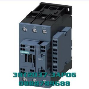 3RT2037-3AP06 Công tắc tơ, AC-3e/AC-3, 65 A, 30 kW / 400 V, 3 cực, 230 V AC, 50 Hz, tiếp điểm phụ: 2 NO + 2 NC, mạch chính: đầu cực vít, mạch điều khiển và mạch phụ : thiết bị đầu cuối lò xo, kích thước: S2, công tắc phụ bên