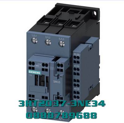 3RT2037-3NE34 Công tắc tơ, AC-3e/AC-3, 65 A, 30 kW / 400 V, 3 cực, 48-80 V AC/DC, 50/60 Hz, có biến trở tích hợp, tiếp điểm phụ: 2 NO + 2 NC, mạch chính: cực vít, mạch điều khiển và phụ trợ: cực lò xo, kích thước: S2, công tắc phụ có thể tháo rời