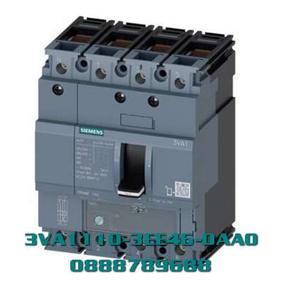 MCCB 100A 4P 3VA1110-3EE46-0AA0 25 kA tại 415 V In=100 A bảo vệ quá tải Ir=70 A...100 A bảo vệ ngắn mạch Ii=10 x In N dây dẫn Kết nối đầu cuối không được bảo vệ