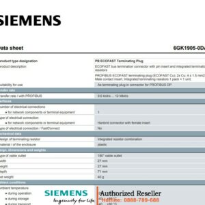Đầu Nối Chấm Dứt PROFIBUS ECOFAST 6GK1905-0DA10 | Có Sẵn Điện Trở Tích Hợp | 2x Cu | 4x1.5mm²