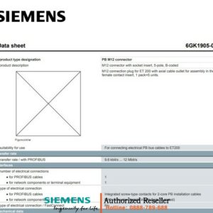 Đầu Nối M12 ET 200 6GK1905-0EB00 - Phích Cắm Trục Cáp, 5 Cái/Hộp - Chính Hãng Siemens