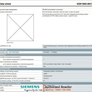 Đầu Nối Chặn M12 6GK1905-0EC00 - Terminator ET 200 Điện Trở Tích Hợp, 5 Cái
