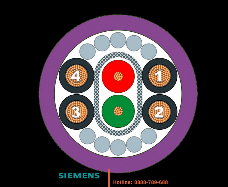 Cáp PROFIBUS ECOFAST Hybrid 6XV1860-2P - 4x1.5mm² + 2x0.64mm² Chống Nhiễu - Bán Theo Mét 6XV1860-2P